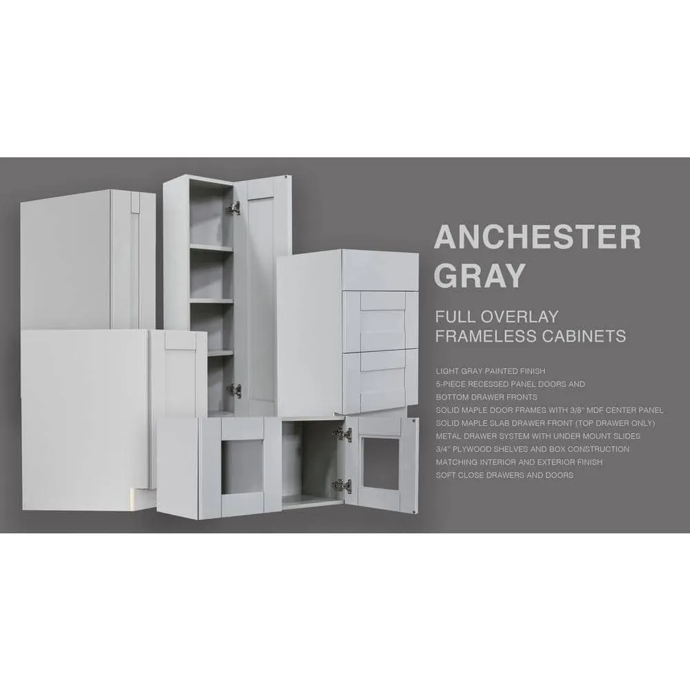 LIFEART CABINETRY Anchester Assembled 30x15x12 in. Wall Dish Holder Cabinet in Light Gray, photo 5 of 6