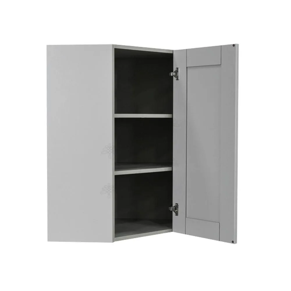 LIFEART CABINETRY Anchester Assembled 24x36x15 in. Wall Diagonal Corner Cabinet with 1 Door 2 Shelves in Light Gray, photo 3 of 6