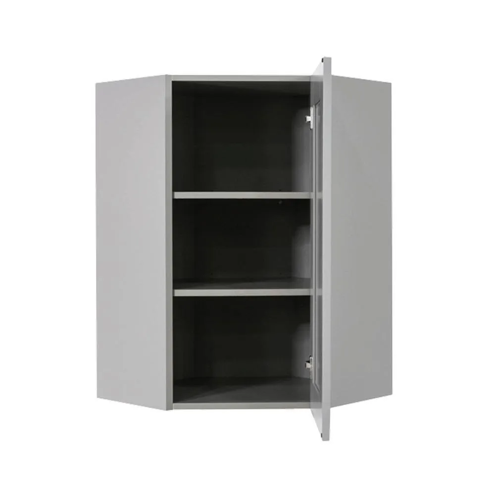 LIFEART CABINETRY Anchester Assembled 24x36x15 in. Wall Diagonal Corner Cabinet with 1 Door 2 Shelves in Light Gray, photo 2 of 6