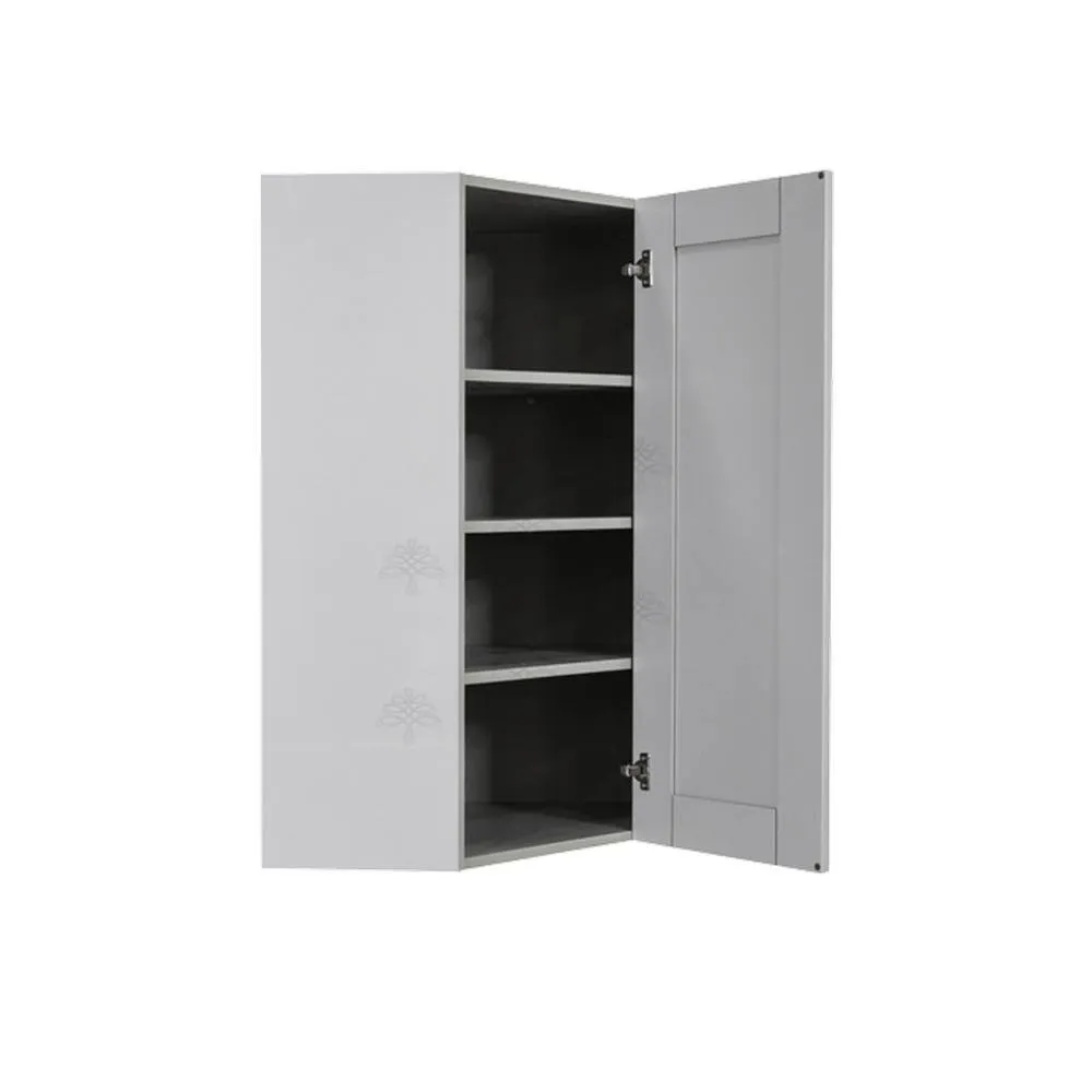 LIFEART CABINETRY Anchester Assembled 24x42x15 in. Wall Diagonal Corner Cabinet with 1 Door 3 Shelves in Light Gray, photo 3 of 6
