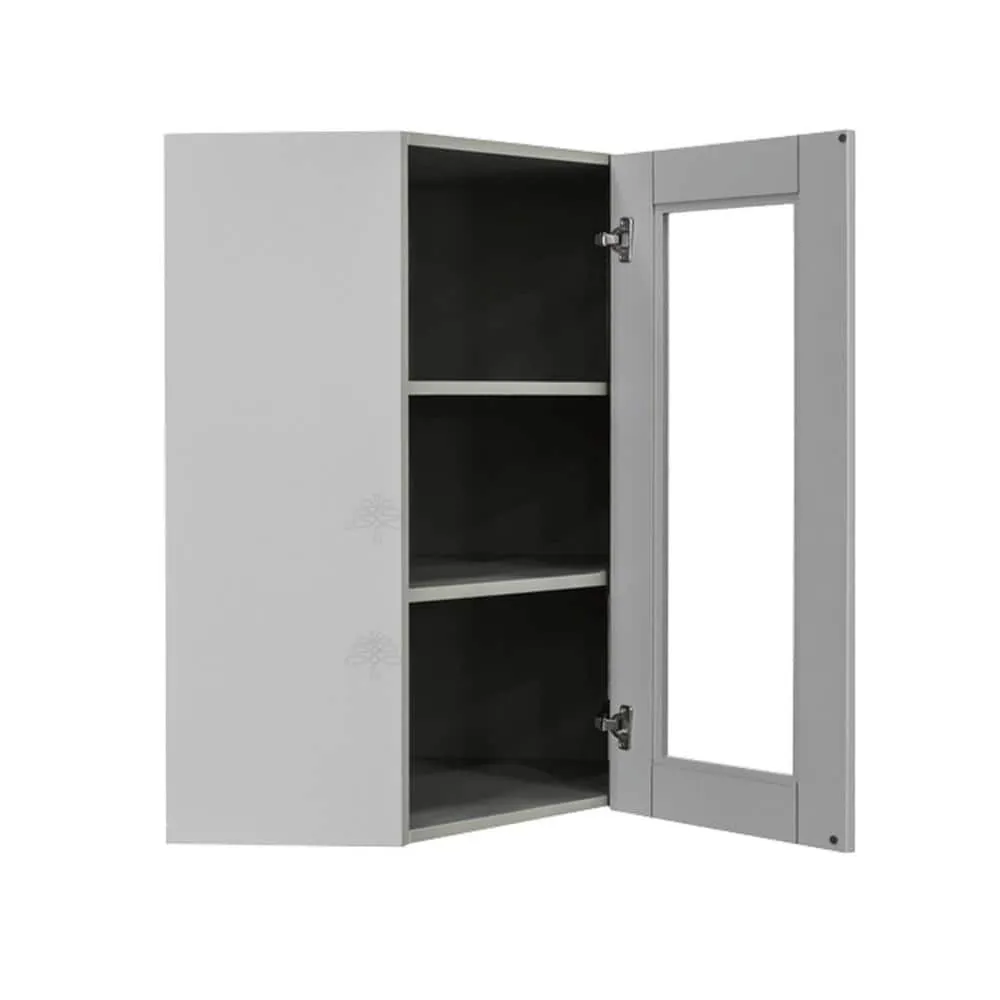 LIFEART CABINETRY Anchester Assembled 24x30x12 in. Wall Diagonal Mullion Door Cabinet with 1 Door 2 Shelves in Light Gray, photo 3 of 6