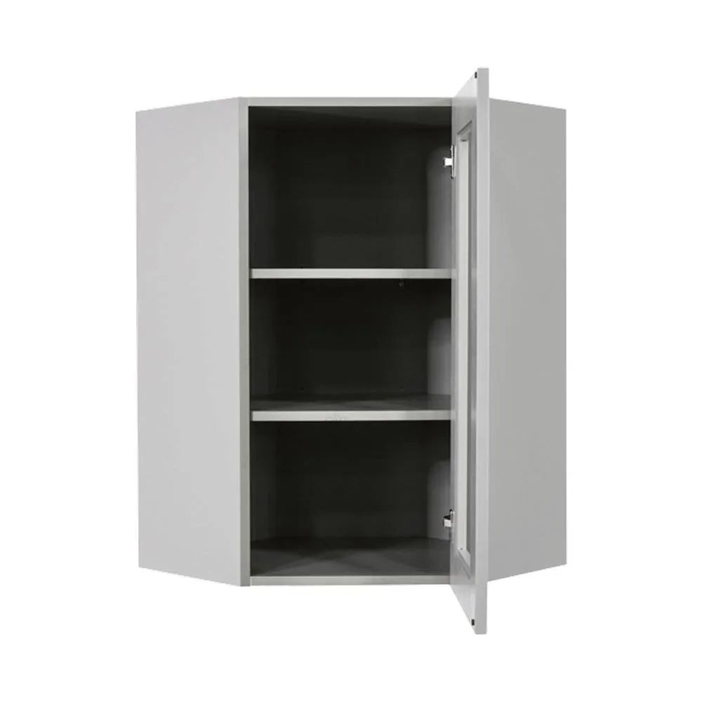 LIFEART CABINETRY Anchester Assembled 24x30x12 in. Wall Diagonal Mullion Door Cabinet with 1 Door 2 Shelves in Light Gray, photo 2 of 6