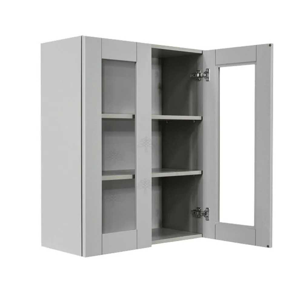 LIFEART CABINETRY Anchester Assembled 24x30x12 in. Wall Mullion Door Cabinet with 2 Doors 2 Shelves in Light Gray, photo 4 of 7