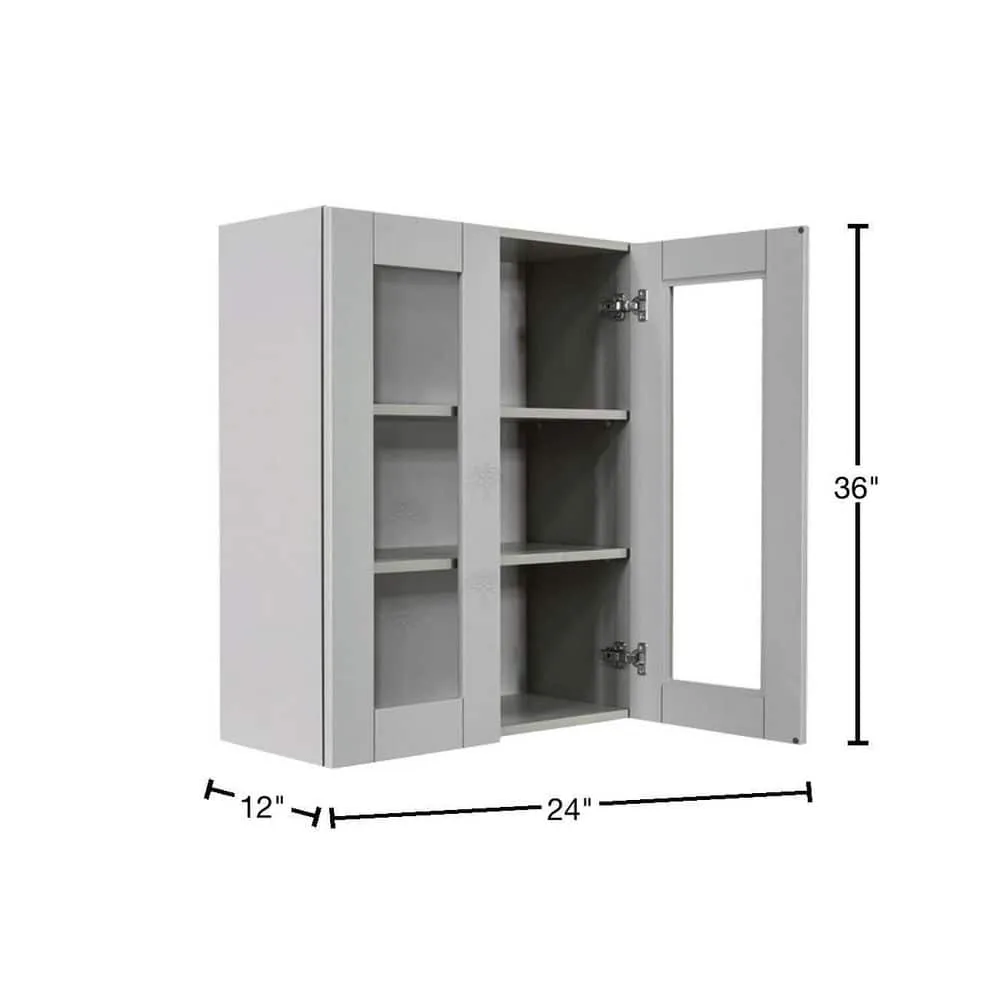 LIFEART CABINETRY Anchester Assembled 24x36x12 in. Wall Mullion Door Cabinet with 2 Doors 2 Shelves in Light Gray, photo 2 of 7