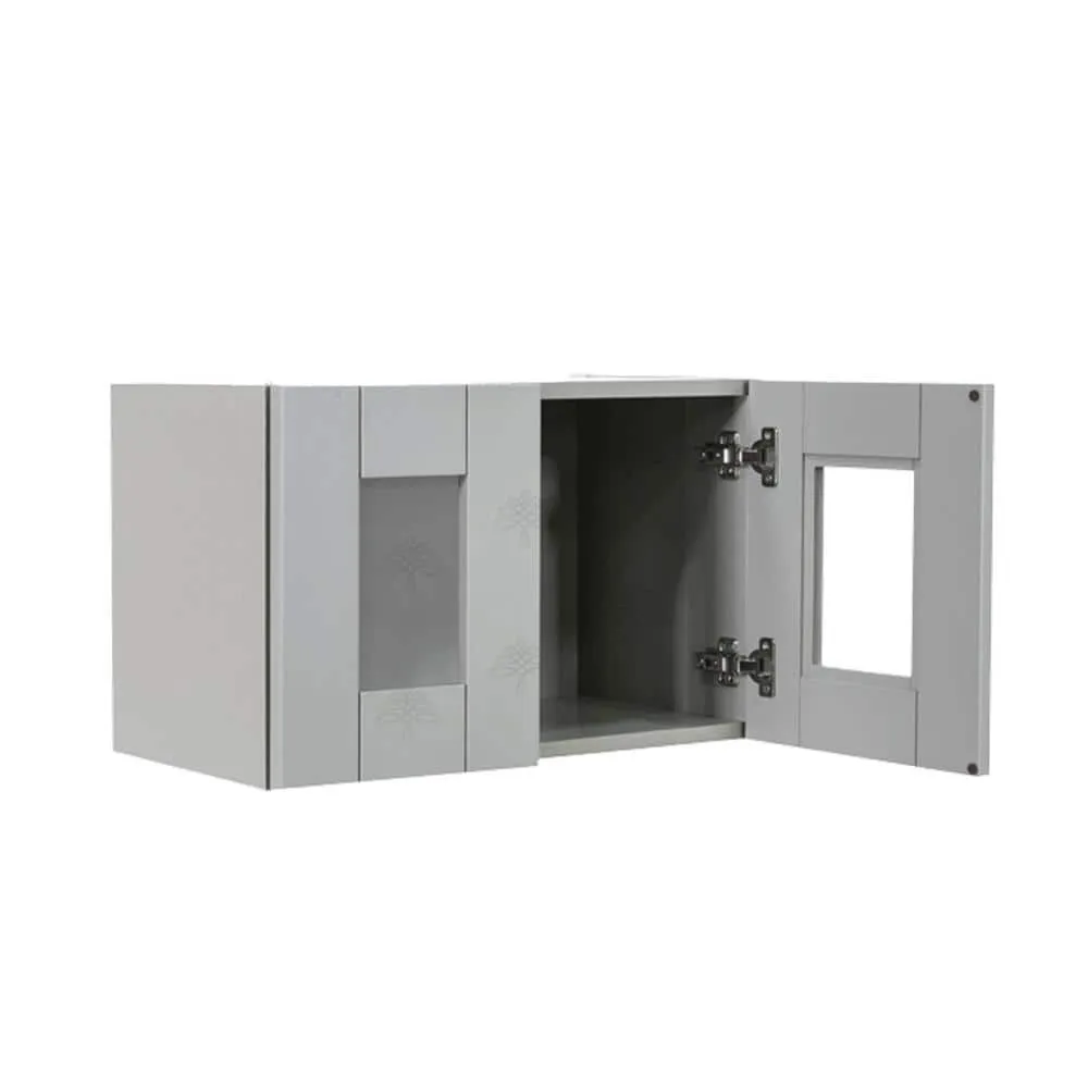 LIFEART CABINETRY Anchester Assembled 30x12x12 in. Wall Mullion Door Cabinet with 2 Doors in Light Gray, photo 3 of 6