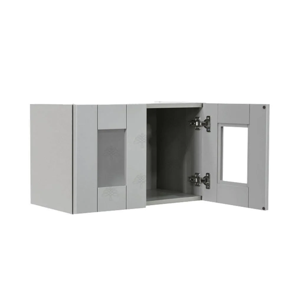 LIFEART CABINETRY Anchester Assembled 30x15x12 in. Wall Mullion Door Cabinet with 2 Doors in Light Gray, photo 4 of 7