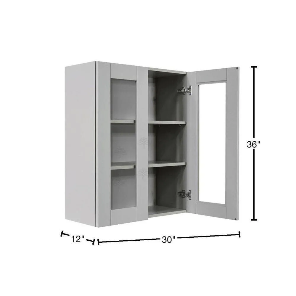 LIFEART CABINETRY Anchester Assembled 30x36x12 in. Wall Mullion Door Cabinet with 2 Doors 2 Shelves in Light Gray, photo 2 of 7