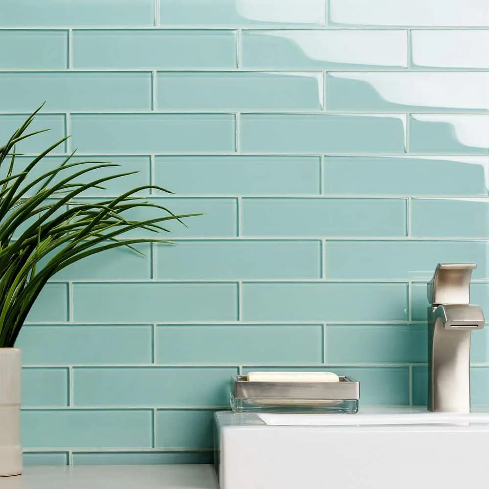 Ivy Hill Tile Contempo Light Green 2 in. x 8 in. x 8mm Polished Glass Floor and Wall Tile (36 pieces 4 sq.ft./Box), photo 7 of 7