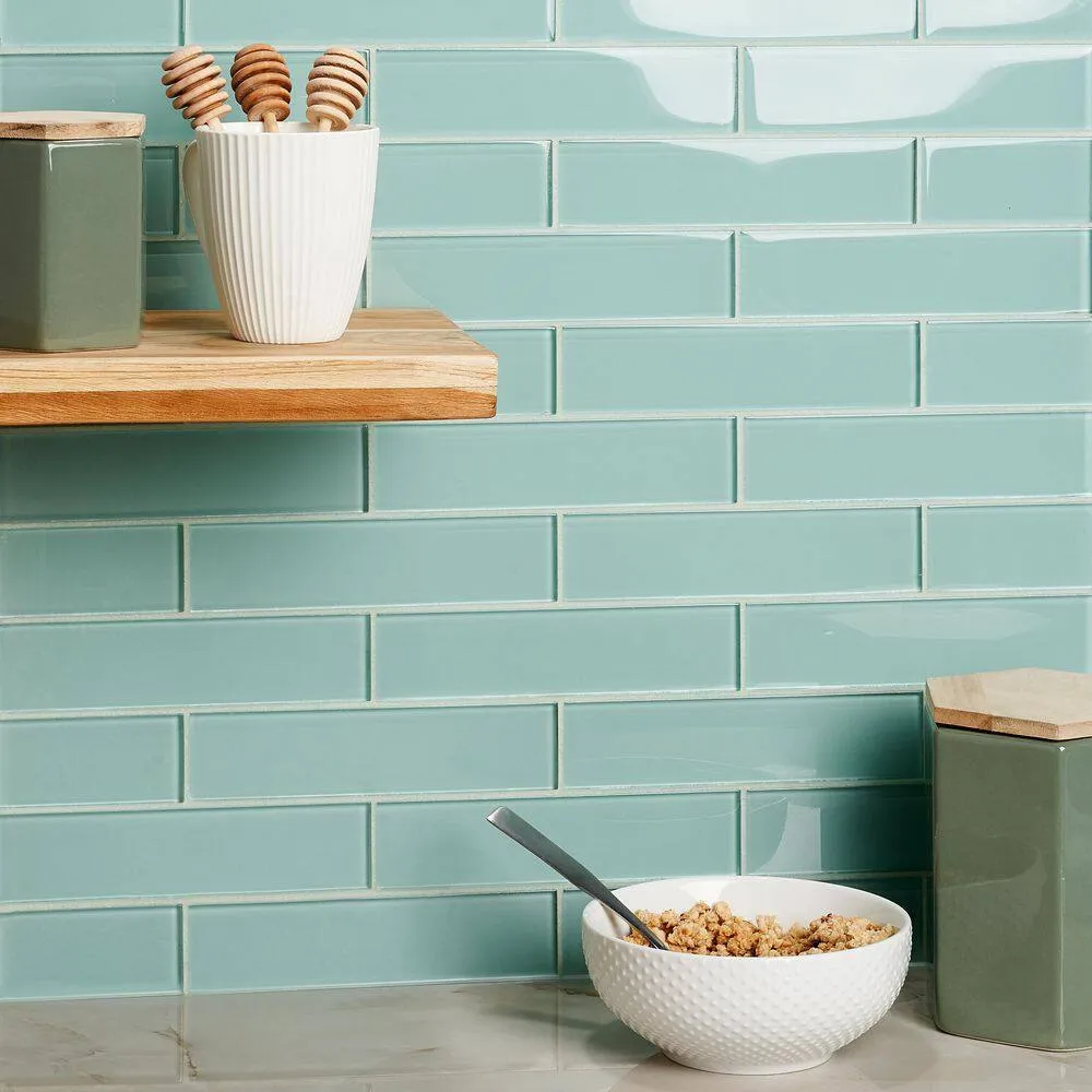 Ivy Hill Tile Contempo Light Green 2 in. x 8 in. x 8mm Polished Glass Floor and Wall Tile (36 pieces 4 sq.ft./Box), photo 2 of 7