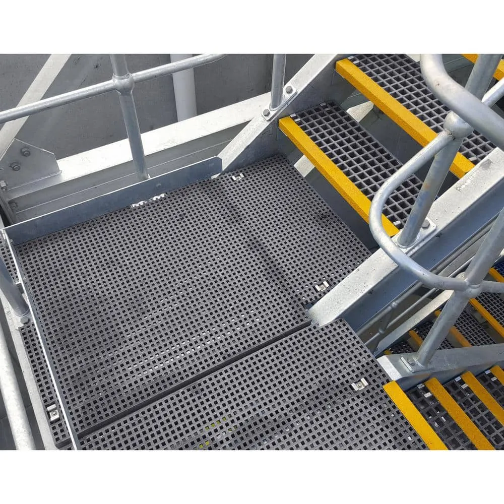 Wellco Fiberglass Molded Grating Composite for Floors Outdoor Drain Cover Deck Tile, 1.5x1.5x1in, 1x1ft, Gray, Gritted, photo 5 of 8