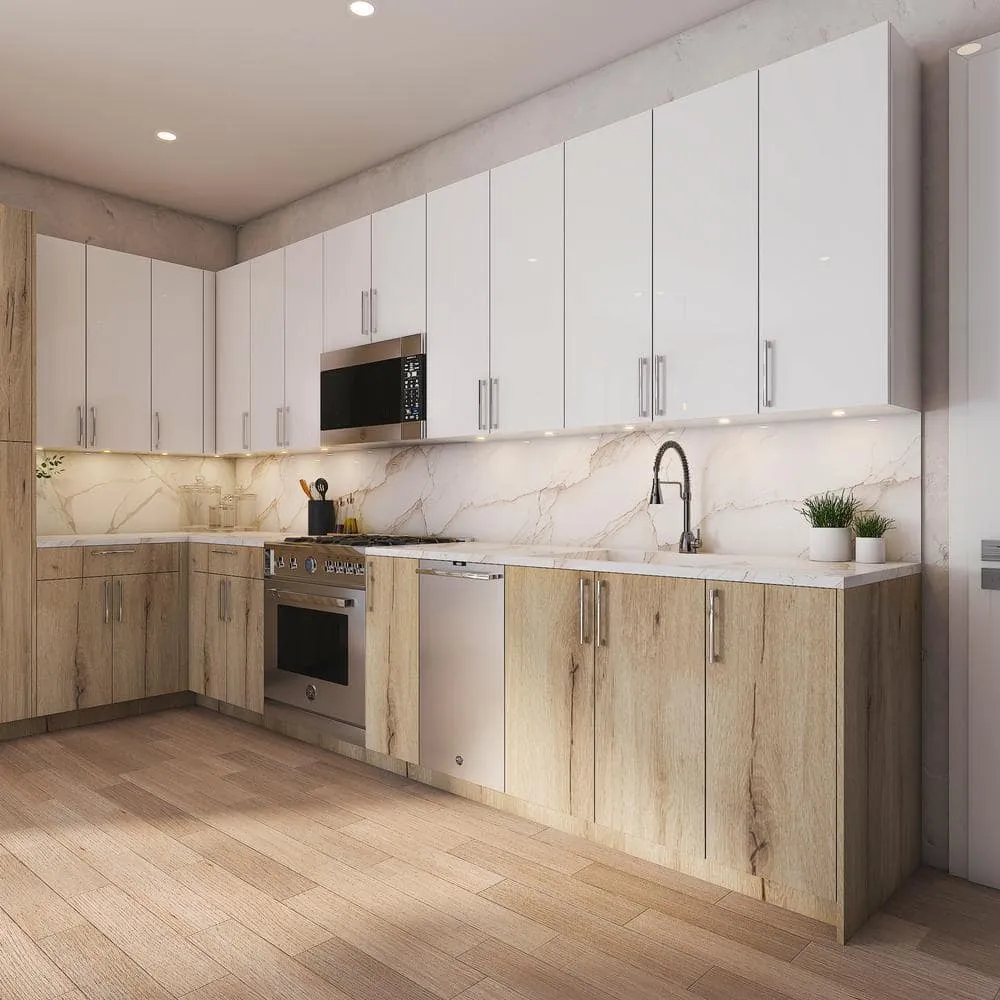 Cambridge Radiance 21 in. W x 12 in. D x 36 in. H Ready to Assemble Slab Wall Kitchen Cabinet in Light Oak, photo 3 of 9