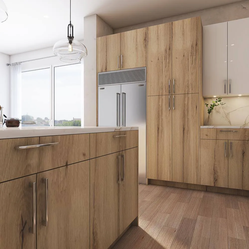 Cambridge Radiance 21 in. W x 12 in. D x 36 in. H Ready to Assemble Slab Wall Kitchen Cabinet in Light Oak, photo 4 of 9