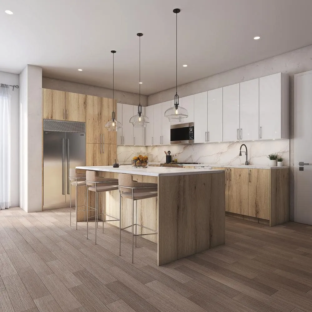 Cambridge Radiance 21 in. W x 12 in. D x 36 in. H Ready to Assemble Slab Wall Kitchen Cabinet in Light Oak, photo 2 of 9