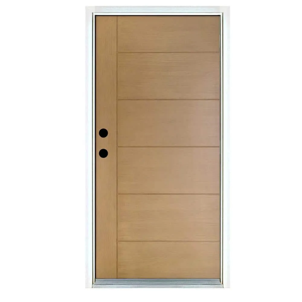MP Doors 36 in. x 80 in. Contemporary Teak Medium Oak Left-Hand Inswing Fiberglass Prehung Front Door, photo 2 of 3
