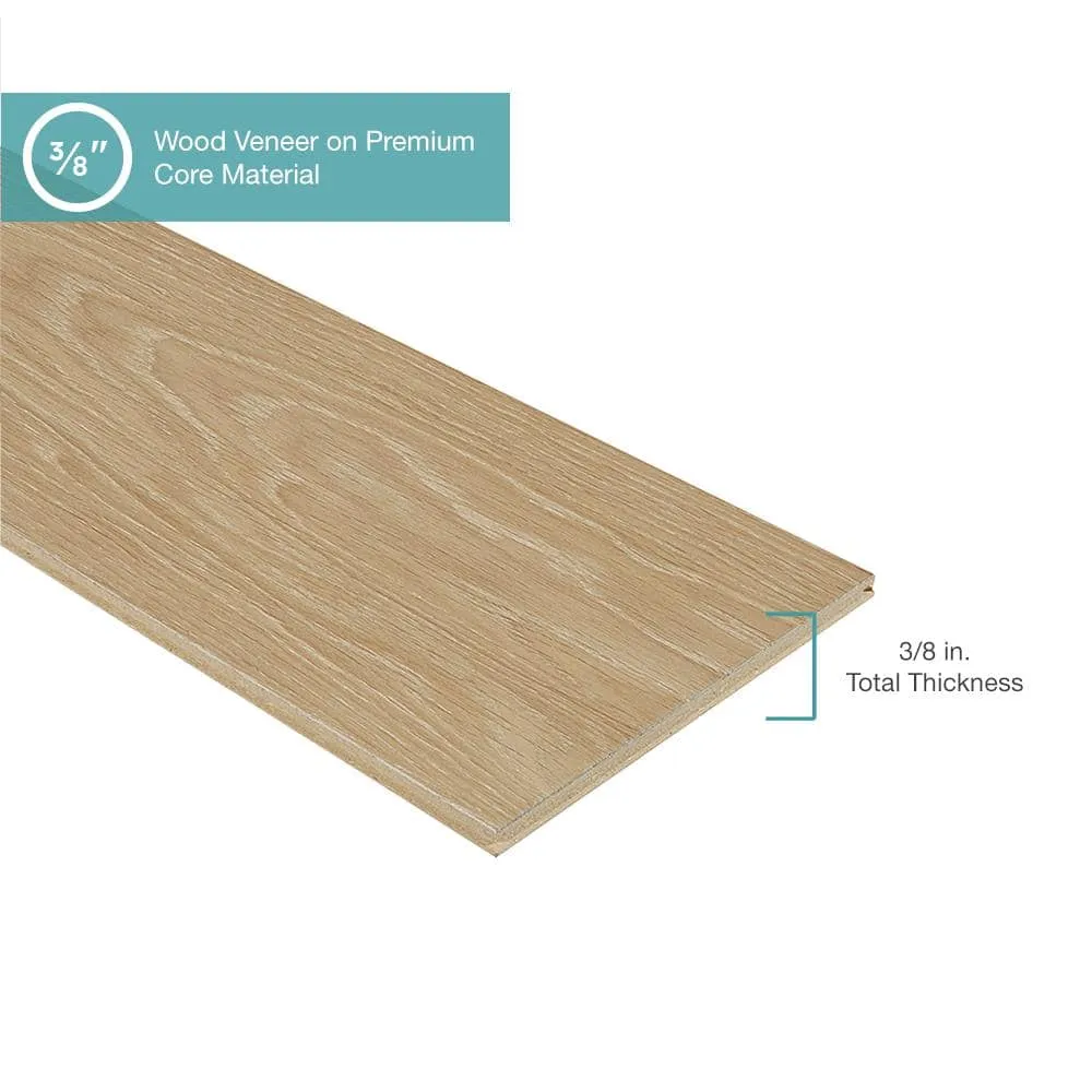 Pergo Defense+ Linen Oak 3/8 in. T x 7.5 in. W Click Lock W Brushed Distressed Engineered Hardwood Flooring (24.5 sq.ft./case), photo 9 of 13
