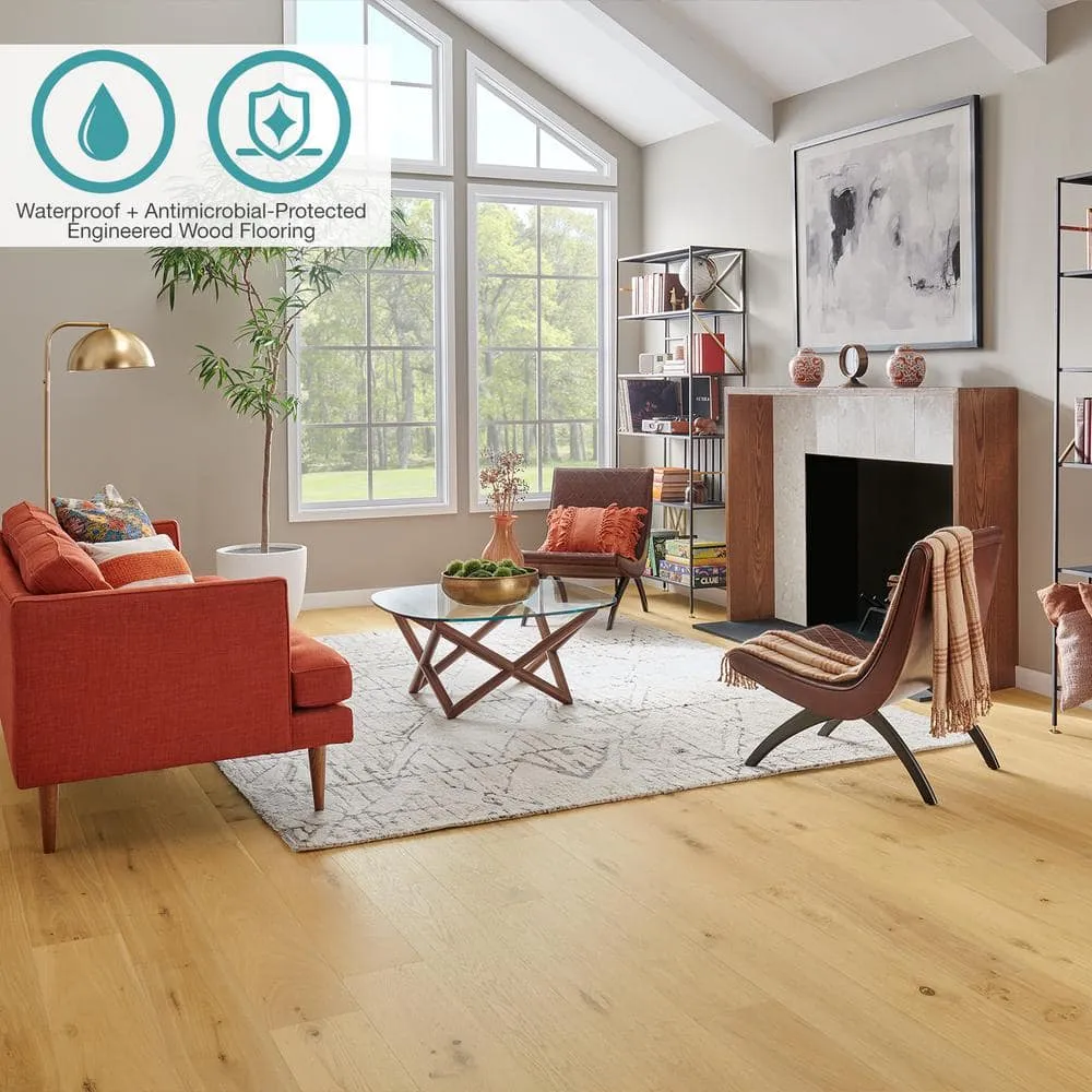 Pergo Defense+ Linen Oak 3/8 in. T x 7.5 in. W Click Lock W Brushed Distressed Engineered Hardwood Flooring (24.5 sq.ft./case), photo 2 of 13
