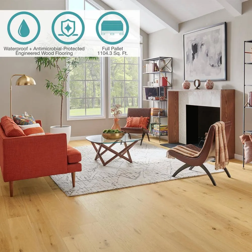Pergo Defense+ Linen Oak 3/8 in. T x 7.5 in. W Click Lock Distressed Engineered Hardwood Flooring (1104.3 sq.ft./pallet), photo 2 of 13