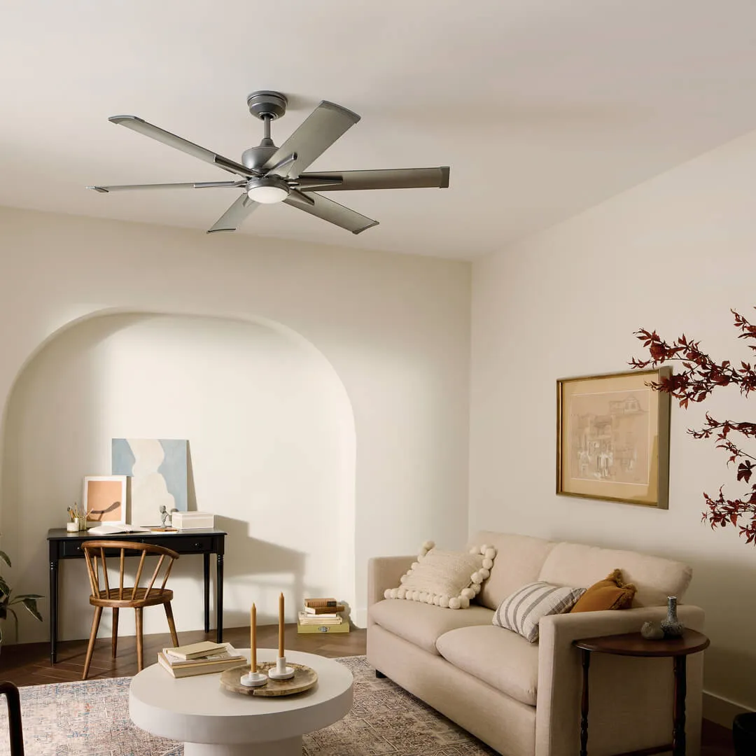 Kichler Szeplo Patio 60-in Weathered Steel Powder Coat Indoor/Outdoor Ceiling Fan with Light (6-Blade), photo 4 of 6
