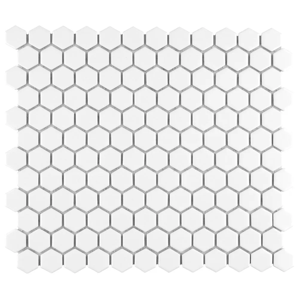 Merola Tile Metro Hex Matte White 10-1/4 in. x 11-7/8 in. x 5 mm Porcelain Mosaic Tile, photo 4 of 8