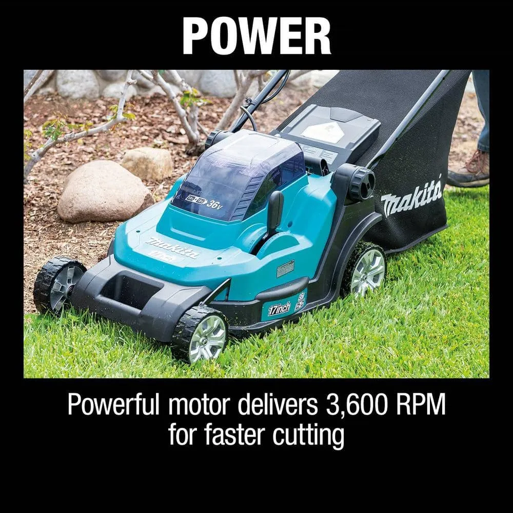 Makita 18V X2 (36V) LXT Cordless 17 in. Residential Lawn Mower Kit (5.0Ah) with 18V LXT Grass Shear, Tool Only, photo 5 of 13