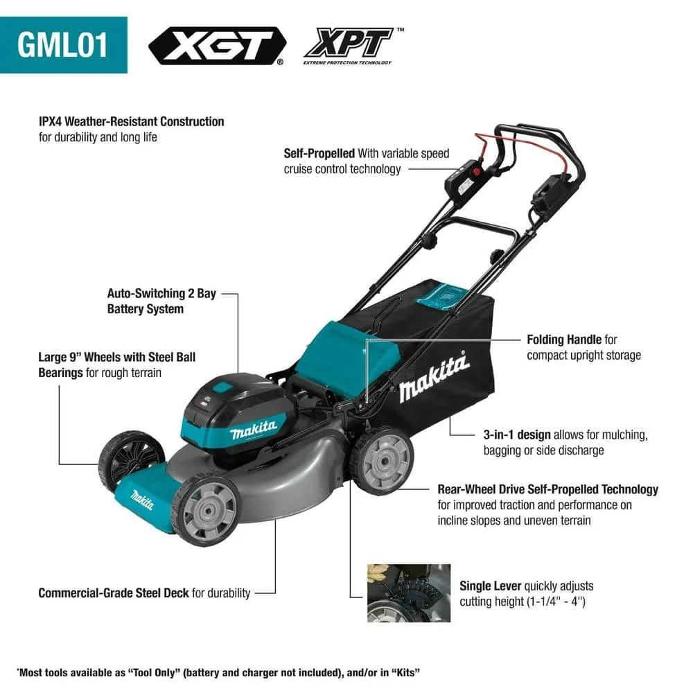 Makita 40V max XGT Brushless Cordless 21 in. Walk Behind Self-Propelled Commercial Lawn Mower Kit (4.0Ah), photo 11 of 14