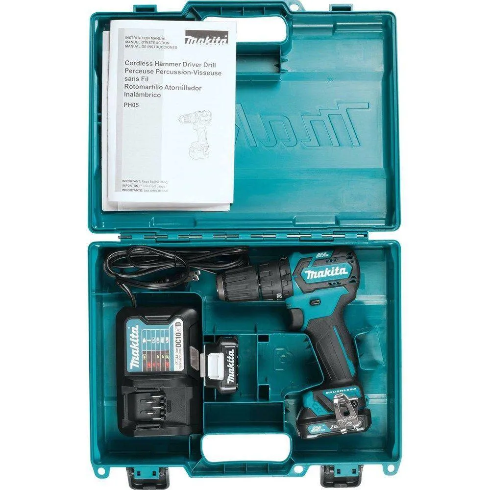 Makita 12V Max CXT Lithium‑Ion 3/8 in. Brushless Cordless Hammer Driver‑Drill Kit with (2) 2.0Ah Batteries, Charger and Hard Case, photo 8 of 8