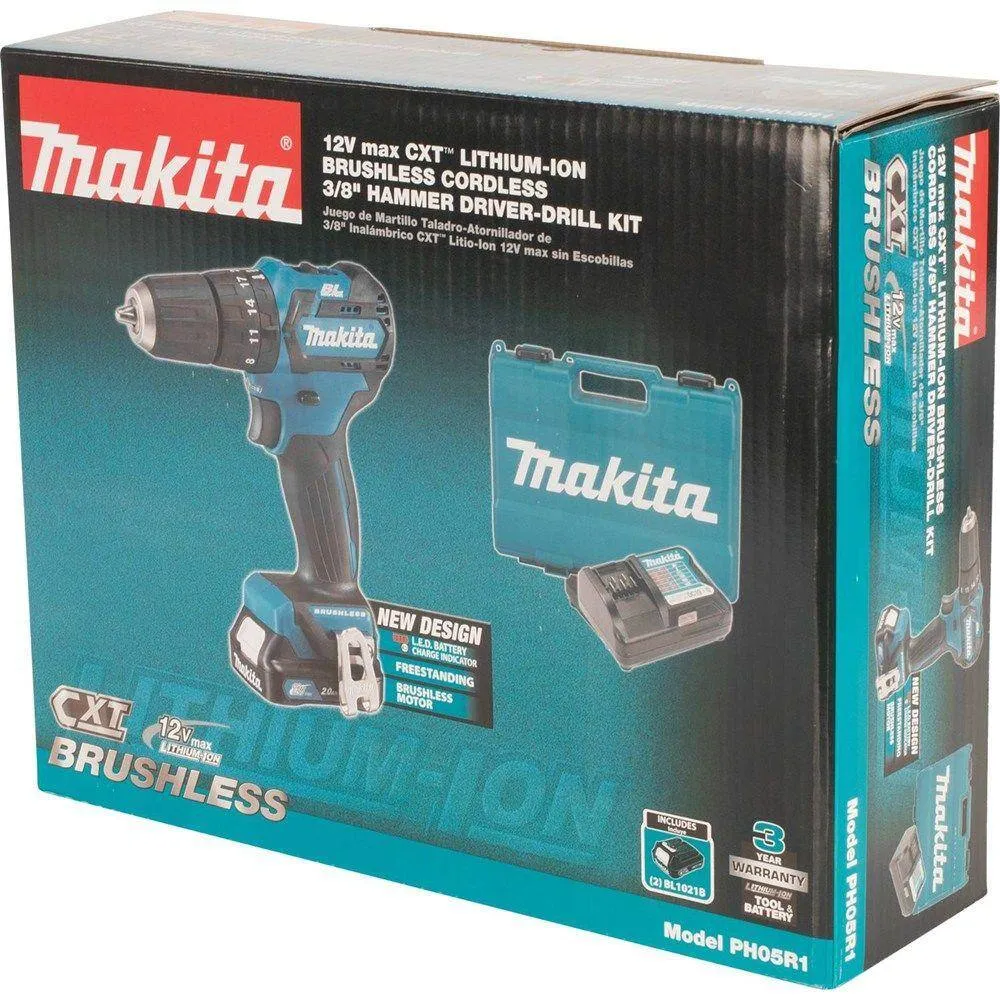 Makita 12V Max CXT Lithium‑Ion 3/8 in. Brushless Cordless Hammer Driver‑Drill Kit with (2) 2.0Ah Batteries, Charger and Hard Case, photo 7 of 8