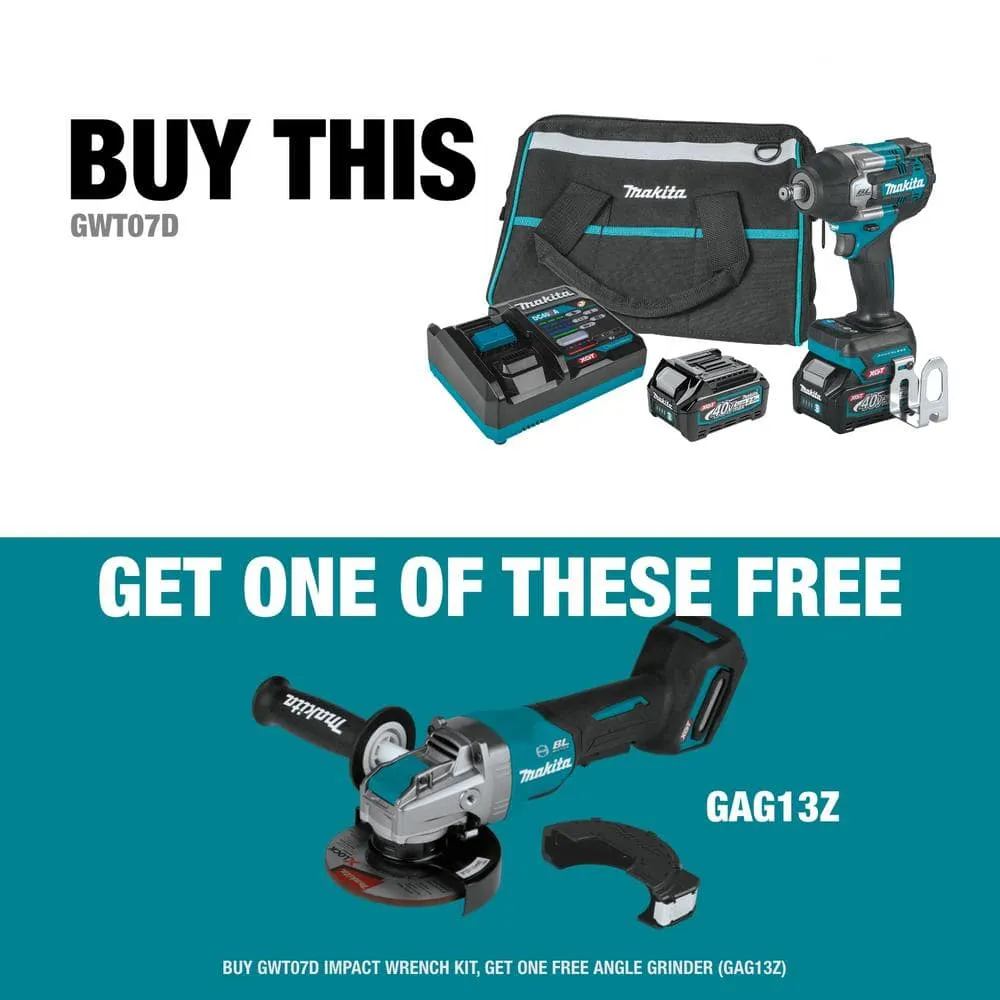 Makita 40V max XGT Brushless Cordless 4-Speed Mid-Torque 1/2 in. Impact Wrench KIt w/Friction Ring Anvil, 2.5Ah, photo 2 of 14