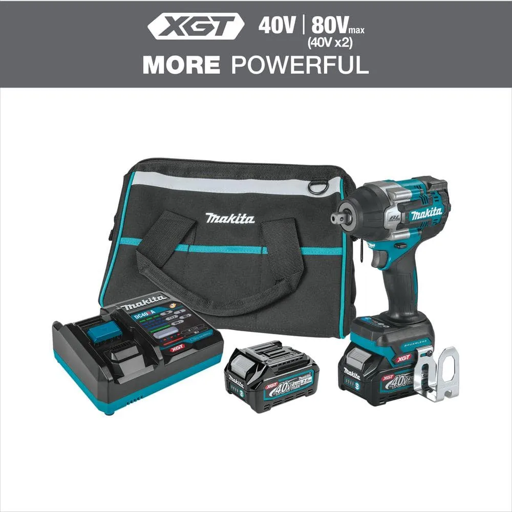 Makita 40V max XGT Brushless Cordless 4-Speed Mid-Torque 1/2 in. Impact Wrench Kit w/Detent Anvil, 2.5Ah, photo 12 of 13