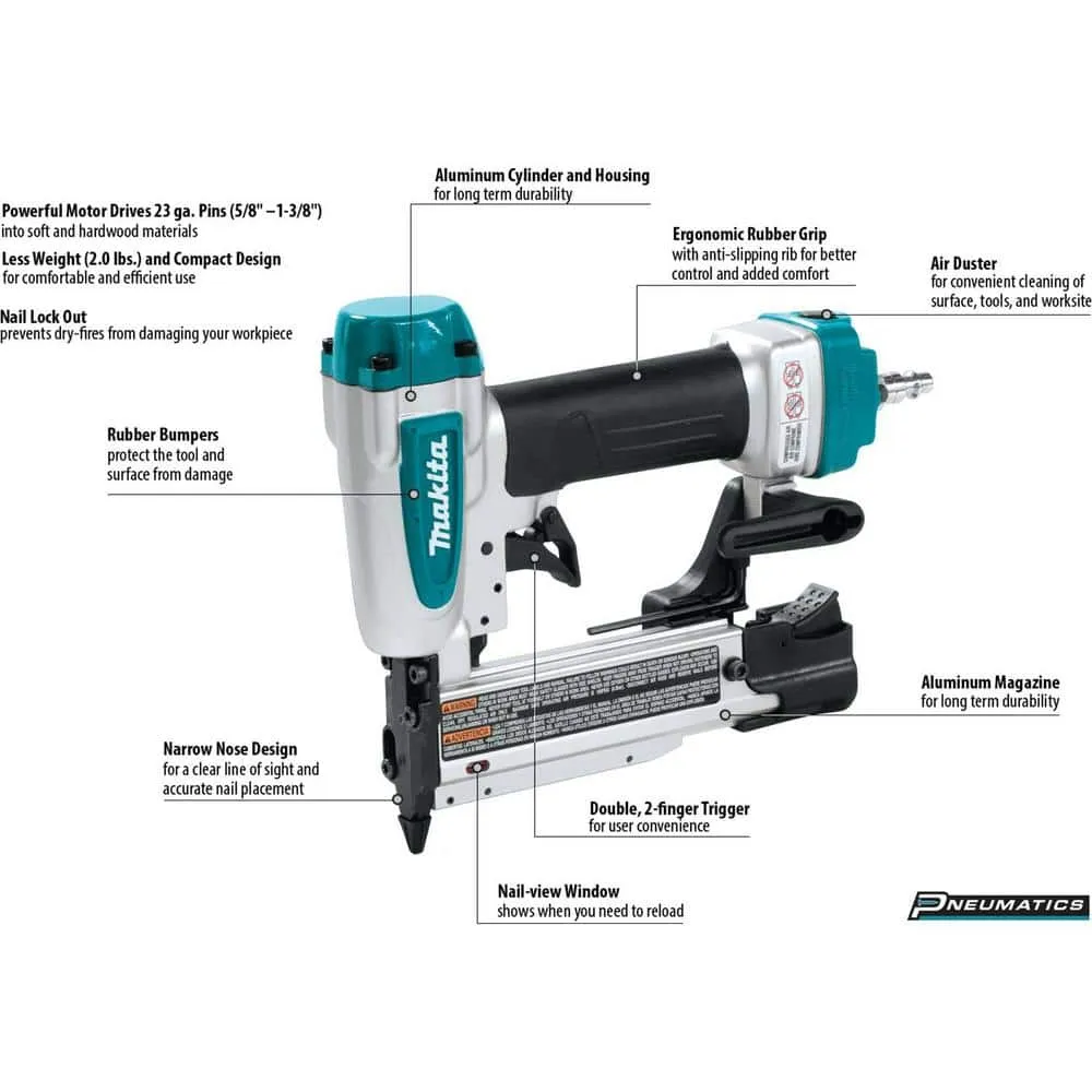 Makita Pneumatic 23-Gauge, 1-3/8 in. Pin Nailer (AF353), photo 2 of 8
