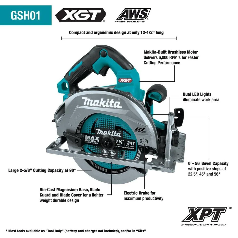 Makita 40V Max XGT Brushless Cordless 4-Piece Combo Kit (Hammer Driver-Drill/Impact Driver/Circ Saw/Flashlight) 2.5Ah/4.0Ah, photo 9 of 14