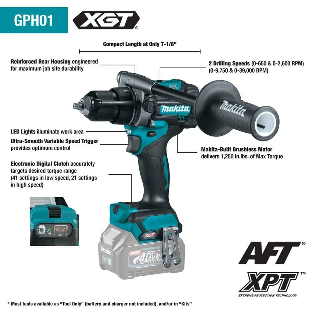 Makita 40V Max XGT Brushless Cordless 4-Piece Combo Kit (Hammer Driver-Drill/Impact Driver/Circ Saw/Flashlight) 2.5Ah/4.0Ah, photo 7 of 14