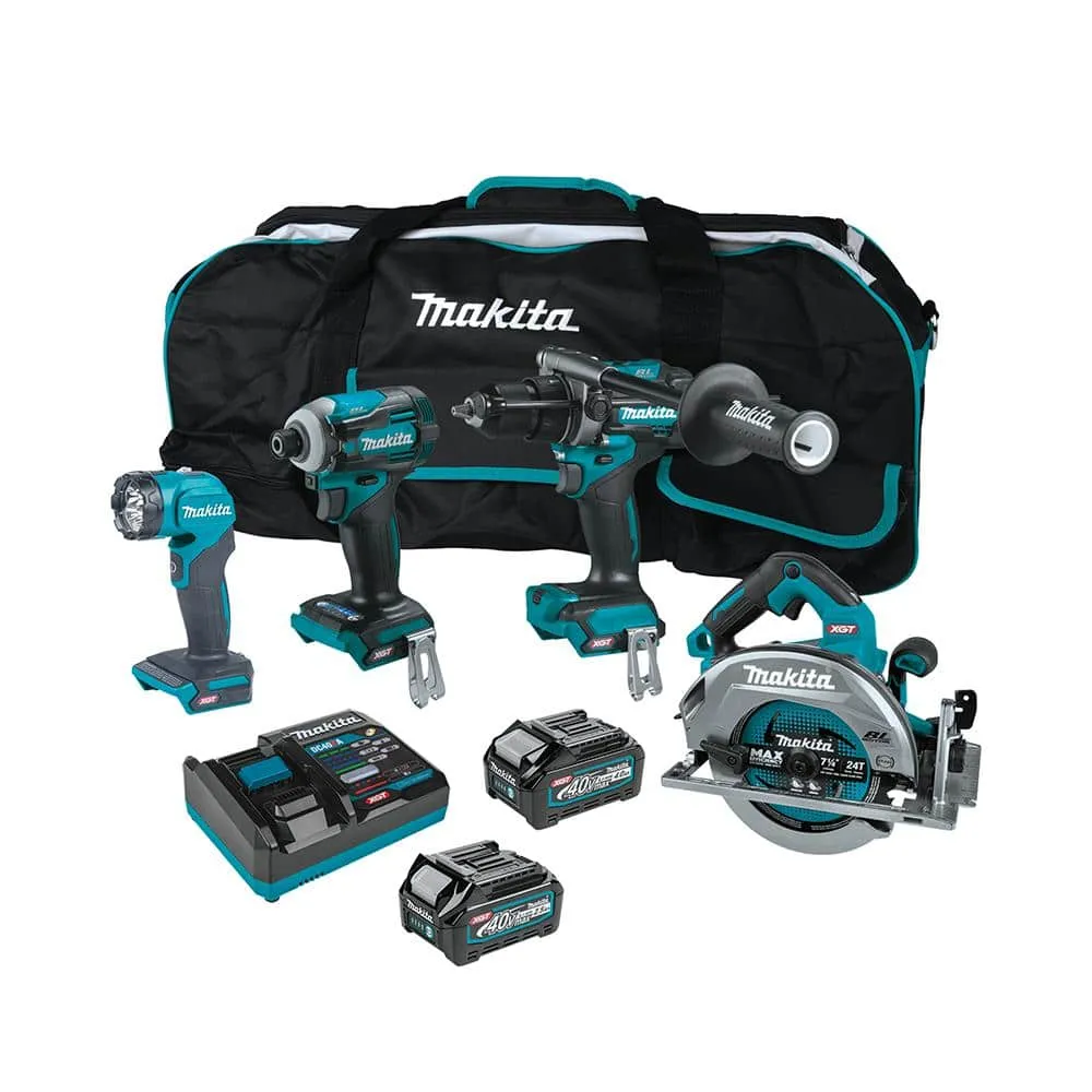 Makita 40V Max XGT Brushless Cordless 4-Piece Combo Kit (Hammer Driver-Drill/Impact Driver/Circ Saw/Flashlight) 2.5Ah/4.0Ah, photo 13 of 14