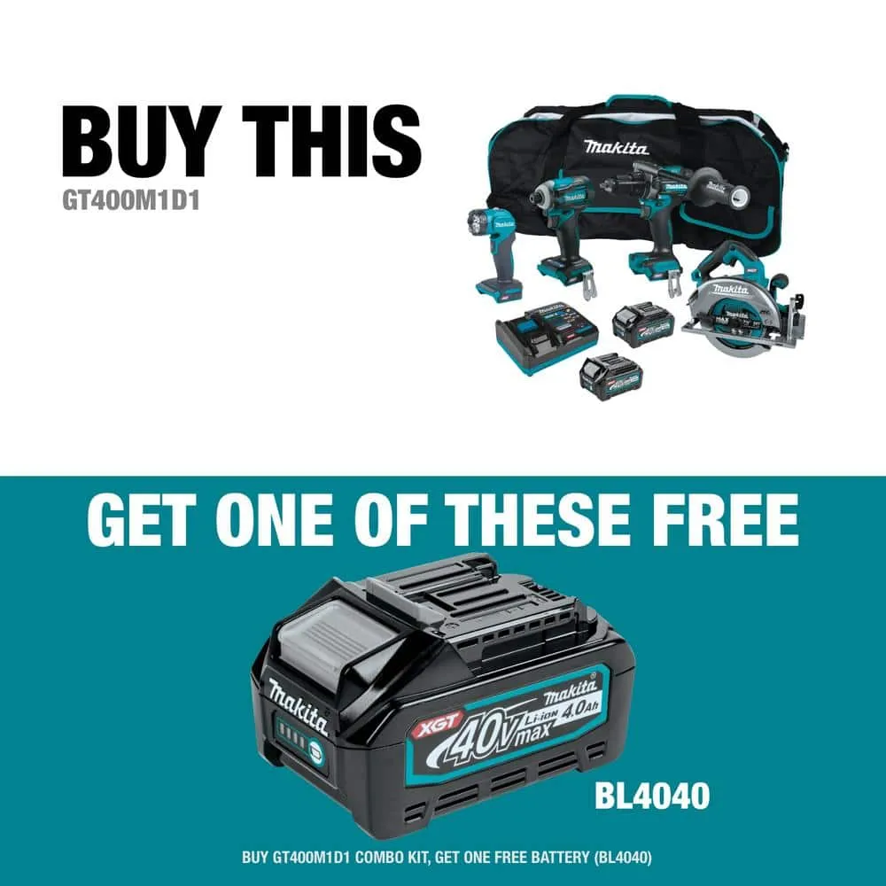 Makita 40V Max XGT Brushless Cordless 4-Piece Combo Kit (Hammer Driver-Drill/Impact Driver/Circ Saw/Flashlight) 2.5Ah/4.0Ah, photo 2 of 14