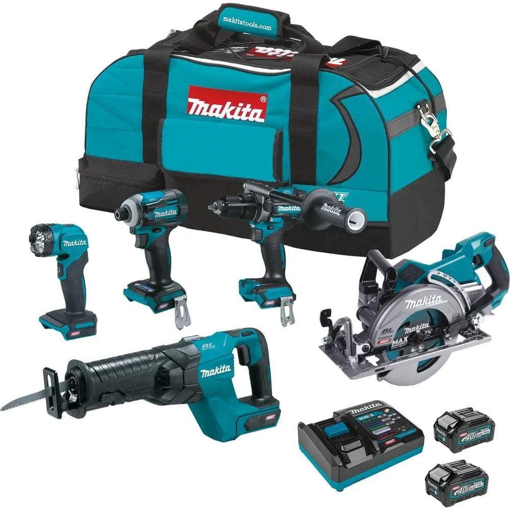 Makita 40-Volt max XGT Brushless Cordless 5-piece Combo Kit (Hammer Drill/Impact/Recip Saw/Circular Saw/Flashlight) 4.0Ah, photo 14 of 14