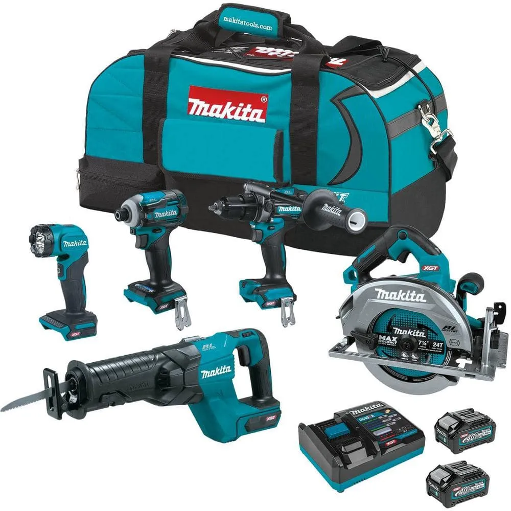Makita 40-Volt max XGT Brushless Cordless 5-piece Combo Kit (Hammer Drill/Impact/Recip Saw/Circ Saw/Flashlight) 4.0Ah, photo 14 of 14
