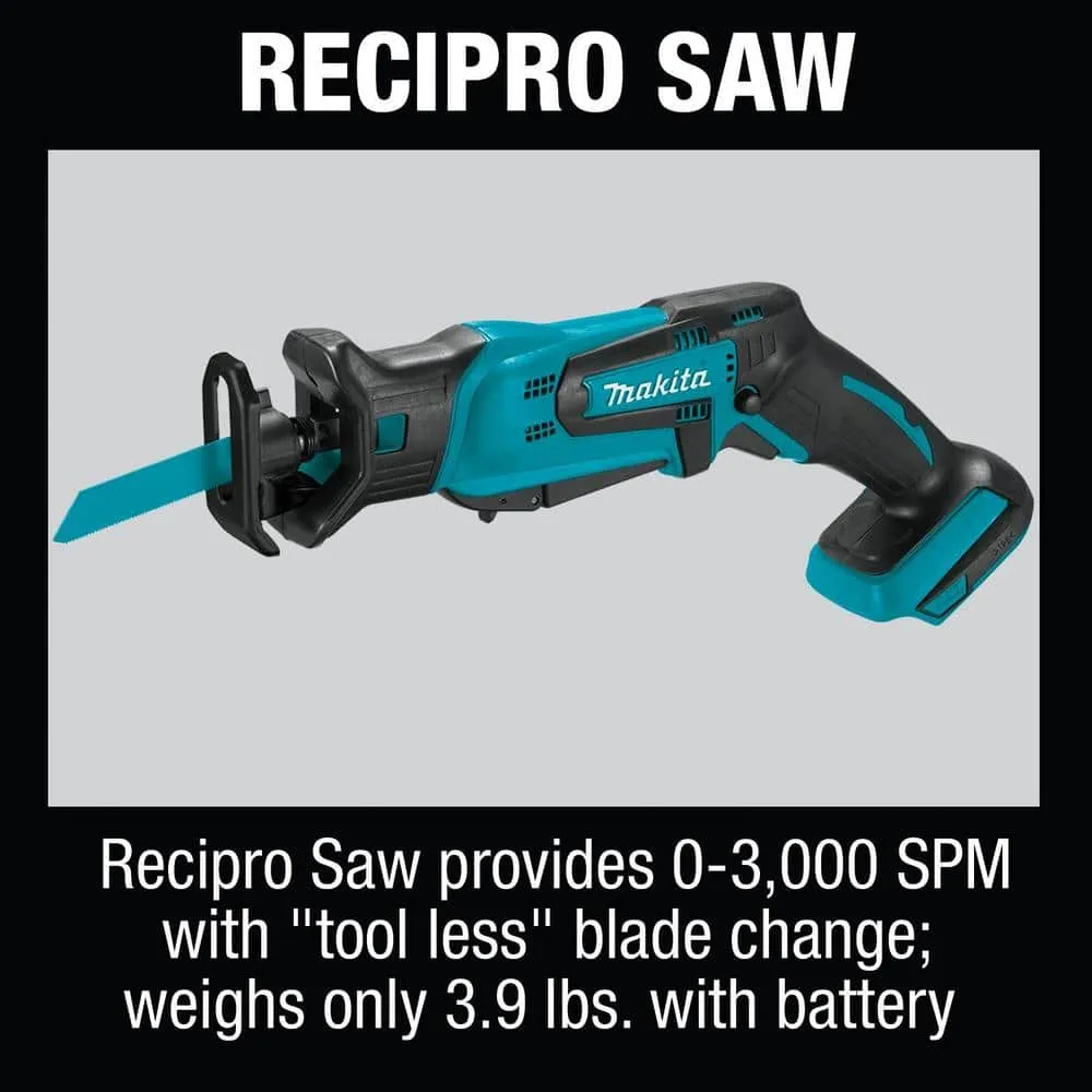 Makita 18V Lithium-Ion Cordless 6-Piece Kit (Drill-Driver/ Impact Driver/ Circular Saw/ Recipro Saw/ Vacuum/ Light) 3.0Ah, photo 3 of 13