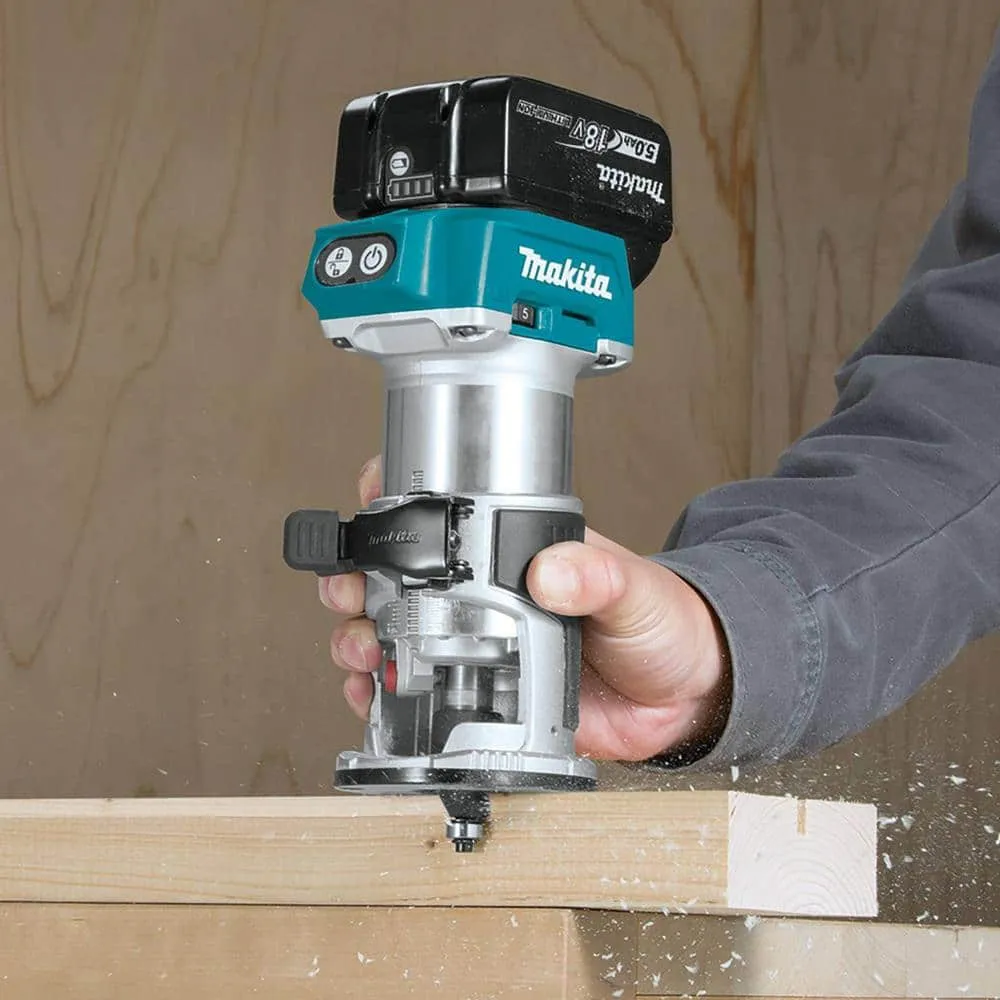 Makita 5.0 Ah 18V LXT Lithium‑Ion Brushless Cordless Compact Router Kit with Bonus Cordless Jig Saw, photo 4 of 8