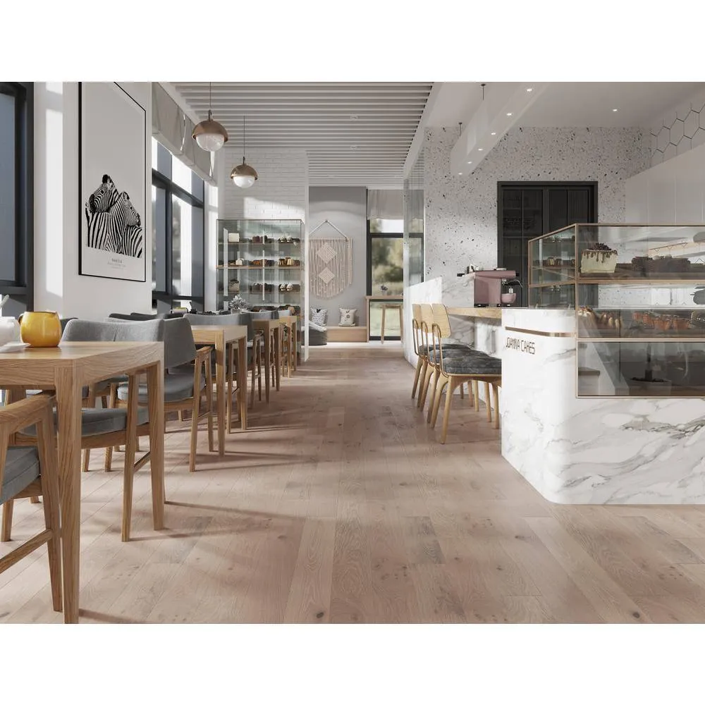 ACQUA FLOORS Mansfield Oak 1/4 in. T x 5 in. W Click Lock Wire Brushed Engineered Hardwood Flooring (16.68 sq.ft./case), photo 4 of 7