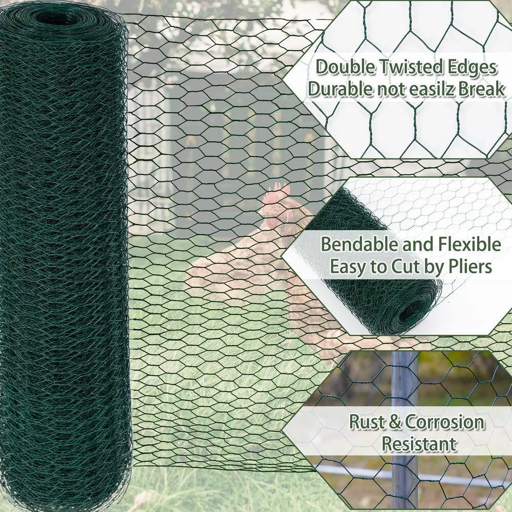 maocao hoom Large Size Galvanized Hexagonal Floral Green Chicken Wire, Outdoor Anti-Rust Chicken Wire Poultry Netting for Garden, photo 7 of 8