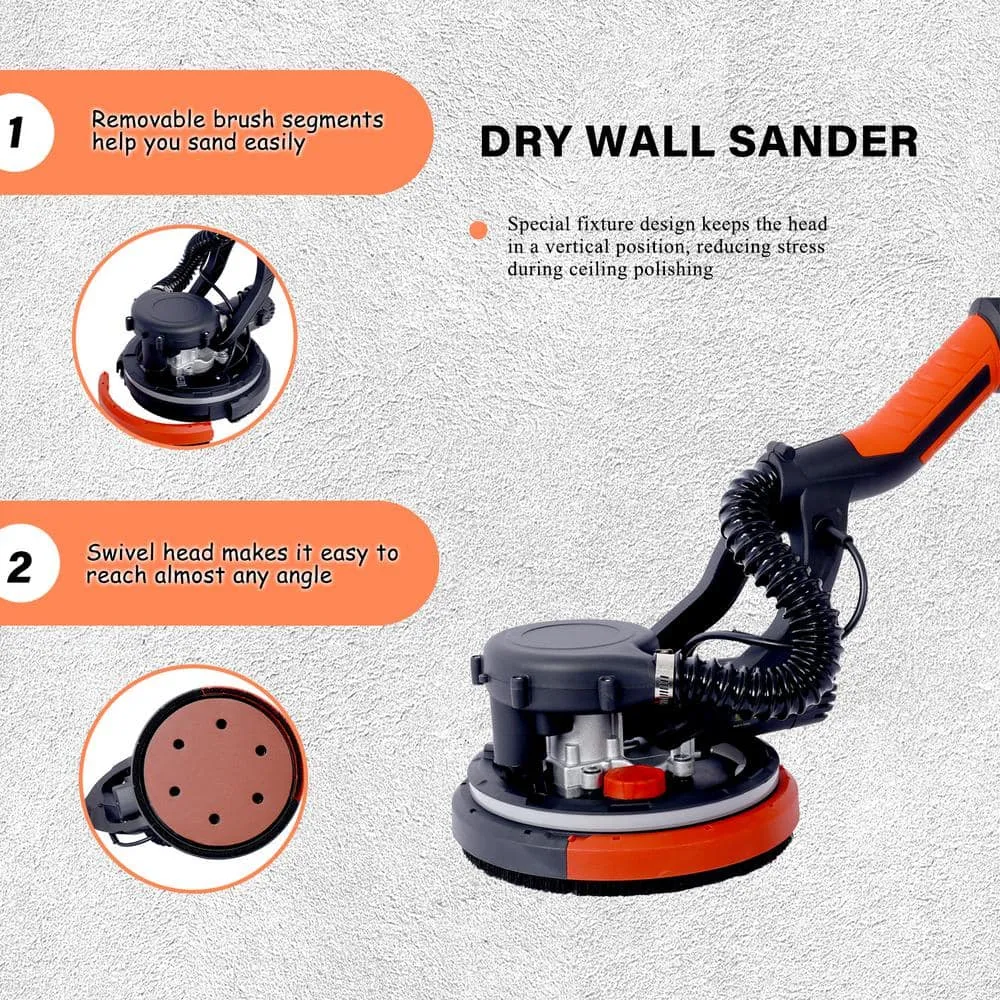 maocao hoom 9.8 in. x 0.8 ft. x 5.7 ft. 780-Watt Electric Drywall Sander 6.5A Motor Dustless Floor Sander Variable Speed 900-1800RPM, photo 9 of 10