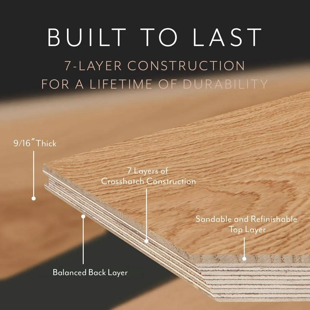 ASPEN FLOORING Marigold White Oak 9/16 in. T x 8.66 in. W Tongue and Groove Smooth Engineered Hardwood Flooring (31.25 sqft/case), photo 3 of 14
