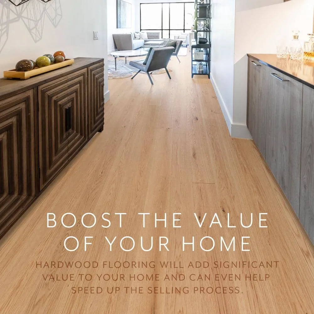 ASPEN FLOORING Marigold White Oak 9/16 in. T x 8.66 in. W Tongue and Groove Smooth Engineered Hardwood Flooring (31.25 sqft/case), photo 6 of 14