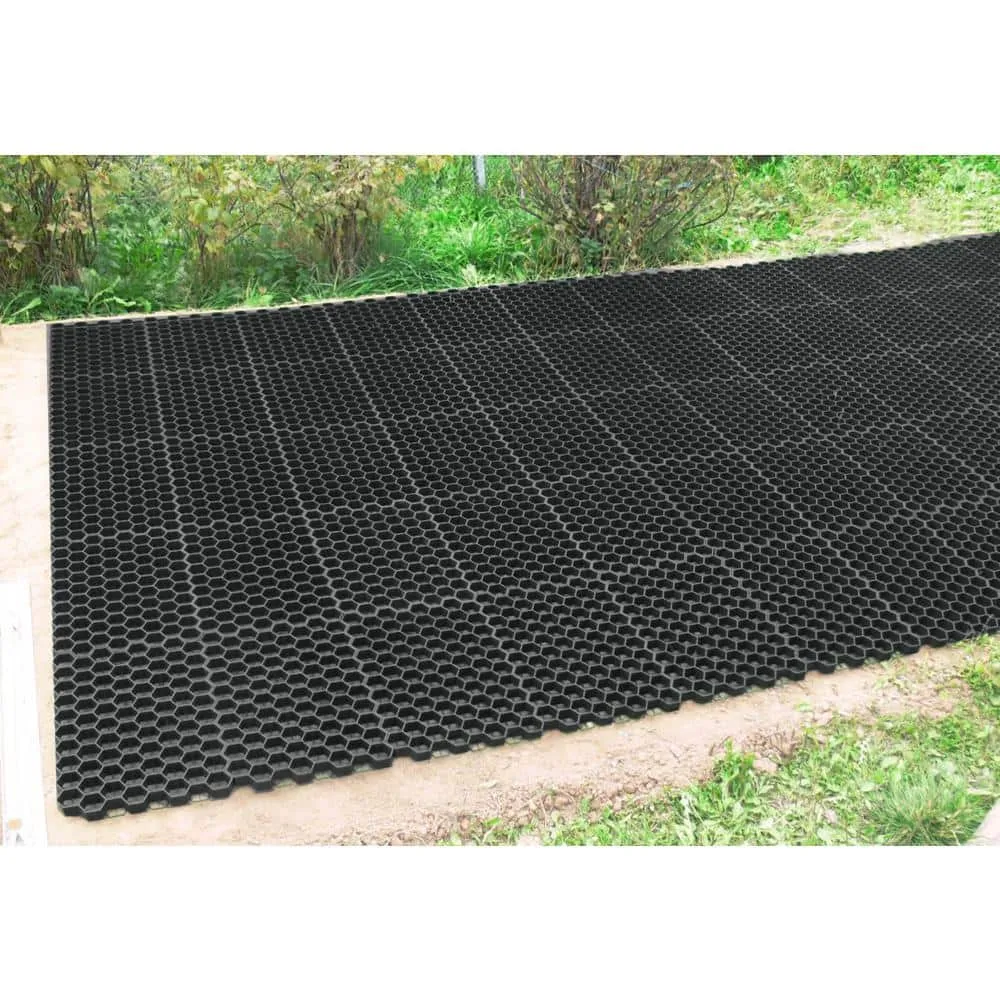 Techno Earth 19.7 in. x 19.7 in. x 1.9 in. Black Permeable Plastic Grass Pavers for Parking Lots, Driveways (4 Pieces/11 sq.ft.), photo 3 of 7