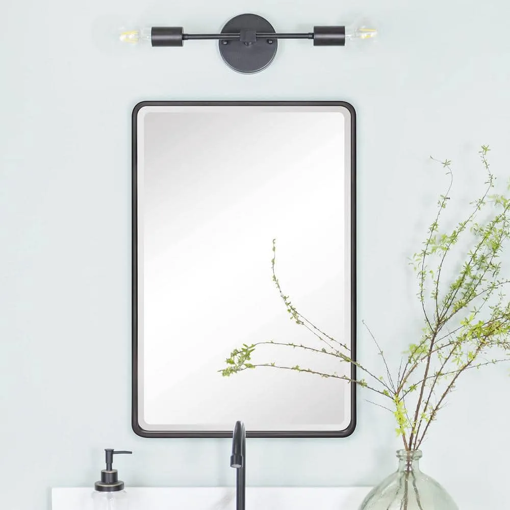 TEHOME Farmhouse 16 in. W x 24 in. H Recessed Rectangular Metal Framed Bathroom Medicine Cabinets with Mirror in Matt Black, photo 4 of 9
