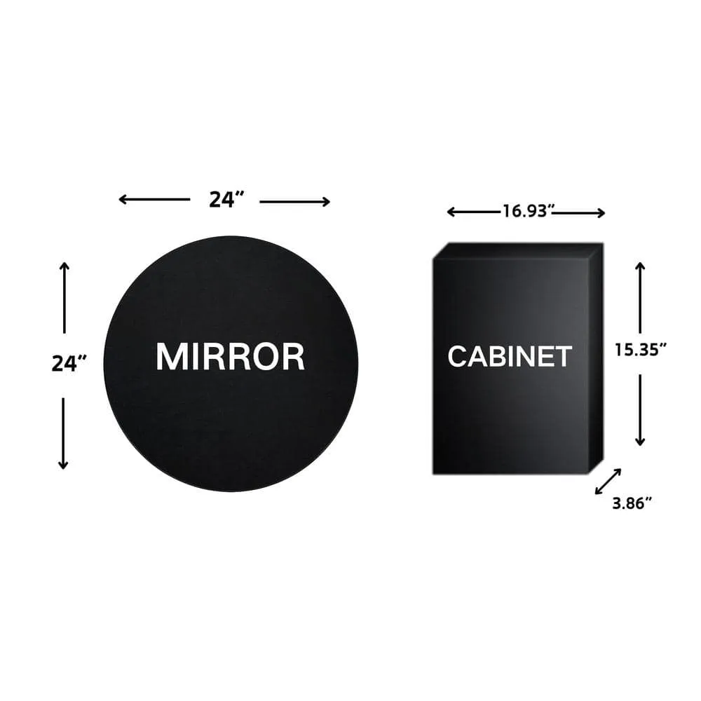 TEHOME Myriel 24 in. W x 24 in. H Surface Mount Round Metal Framed Bathroom Medicine Cabinet with Mirror in Black, photo 3 of 7