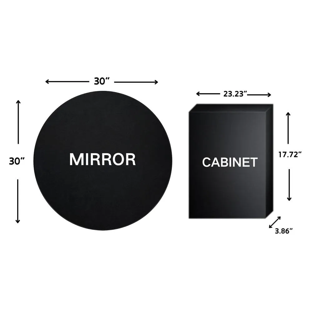 TEHOME 30 in. W x 30 in. H Surface Mount Round Circle Bathroom Metal Framed Medicine Cabinet with Mirror in Matt Black, photo 4 of 8