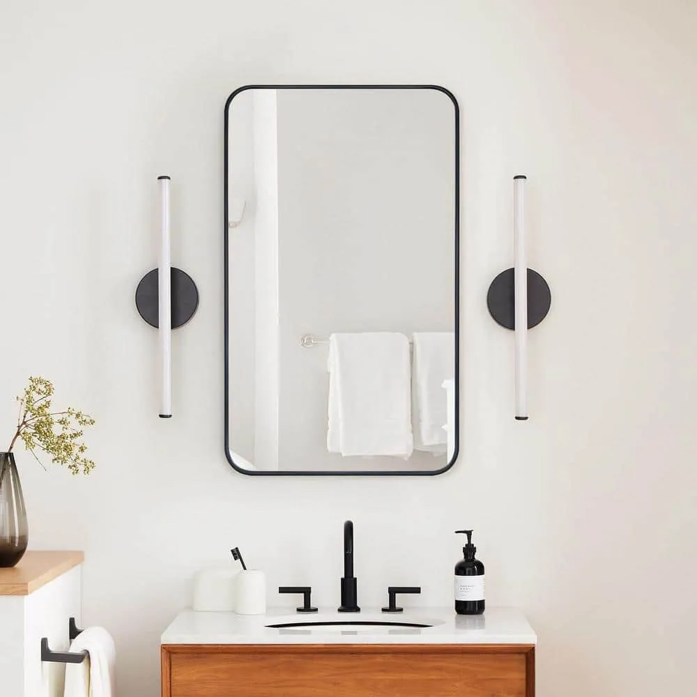 TEHOME Garnes 16.5 in. W x 24 in. H Rectangular Recessed or Surface Mount Metal Framed Medicine Cabinet with Mirror in Black, photo 8 of 8