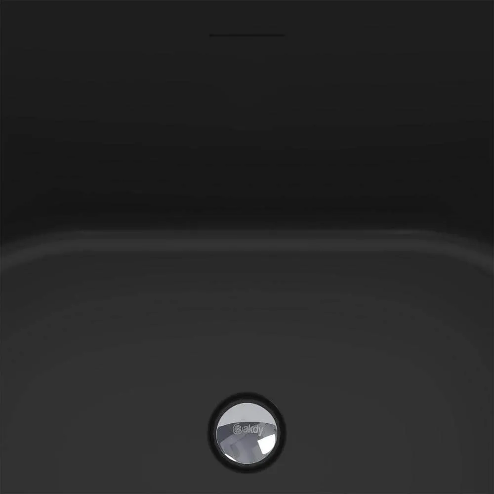 AKDY Freestanding 60 in. Fiberglass Double Slipper Flatbottom Modern Stand Alone Non-Whirlpool Bathtub in Matte Black, photo 6 of 7
