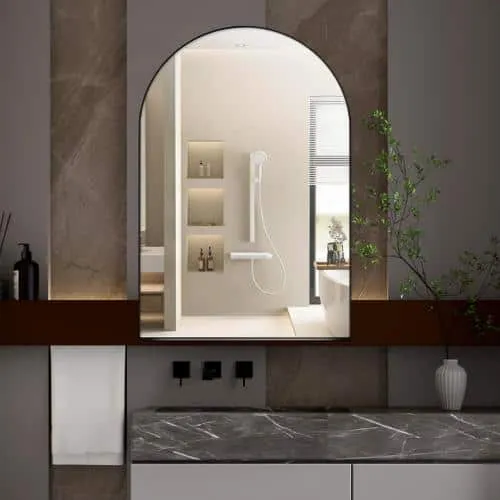 Aoibox 24 in. W x 36 in. H Arched Metal Medicine Cabinet with Mirror and Adjustable Shelves in Matte Black for Bathroom, photo 3 of 7
